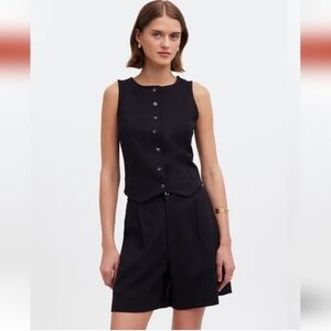 Madewell Women's Black Size Medium Cutaway Button-Front Vest in Ponte